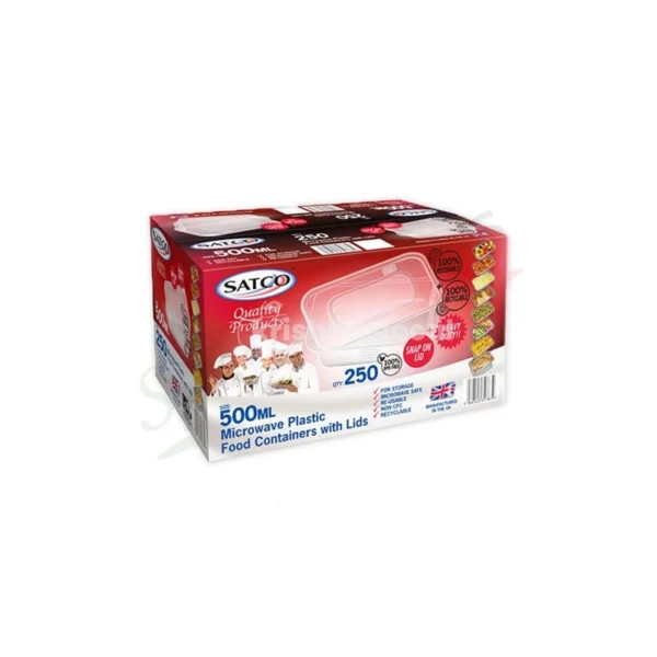 Satco Plastic Containers & Lids 25 Pack 500ml