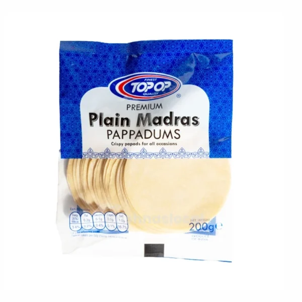 Top Op Madras Plain Pappadoms 3inch small 200g^
