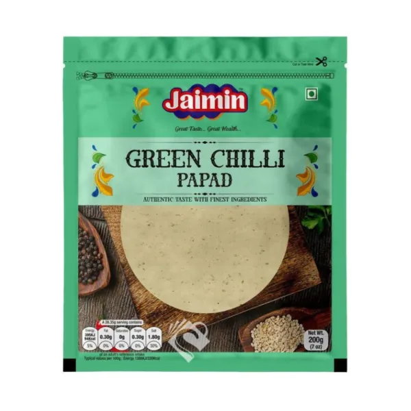 Jaimin Green Chilli Papad 200g